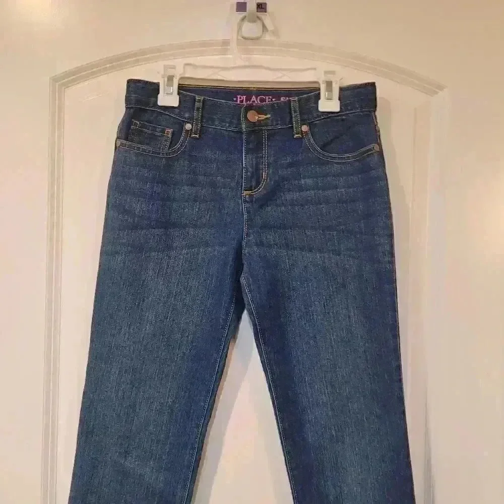 𝅺THE Childrens Place 2 PAIR Girl's Blue Cotton/Spandex Skinny Jeans NEW NWT